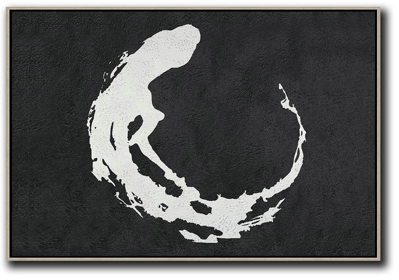 Huge Abstract Canvas Art,Oversized Horizontal Minimalist Abstract Art On Canvas, Black And White Minimalist Painting - Hand Painted Acrylic Painting